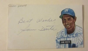 Sam Dente (d. 2002) Autographed 3X5 Index Card MLB Baseball Washington Senators - Picture 1 of 2