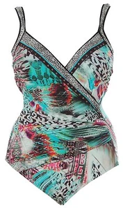 Class International Damen Bauchweg Badeanzug Wickel Optik Bunt 40 Cup D J1722 - Bild 1 von 2