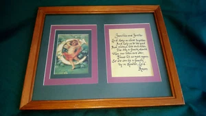 Wood Framed Victorian Cherubs/Families Are Forever Wall Picture 15x12" Art Print - Picture 1 of 11