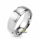 Stainless Steel 316L Brushed Metal Center Wedding Band Ring 6mm-8mm Wide Sz 5-14