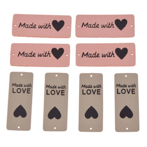 24Pcs PU Leather Labels Tags Made with Heart Handmade Clothing Sewing Art DIY - Picture 1 of 14