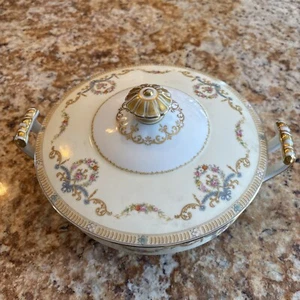 Noritake Tybalt - Covered Vegetable Casserole Bowl W/ Handles Gold Accents Japan - Picture 1 of 16
