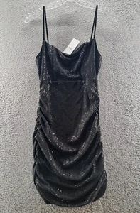 Urban Outfitters Mini Sequin Dress Womens Medium Blk Stretch Cocktail Party NWT - Picture 1 of 13
