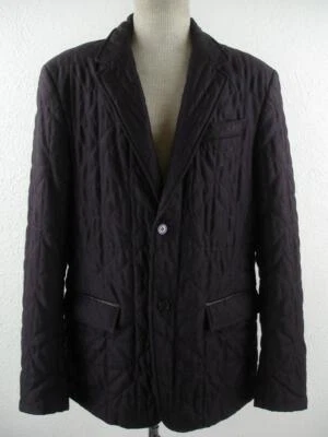 Mens 44L Versace sz 54 Purple Wool Quilted Jacket Blazer Sport Coat Leather Trim - Image 1 of 4