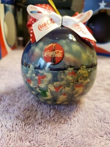 Coca Cola Coke 1995 Christmas Round Ornament Polar Bears in the Arctic - Picture 1 of 6