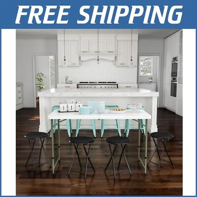 Set of 4 Heavy-Duty 18-Inch Folding Bar Stools - 225lb Capacity, Compact Design - Image 1 of 4