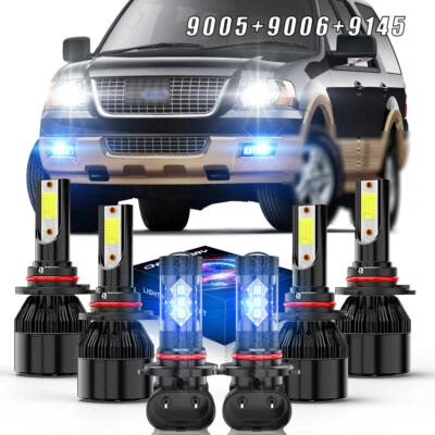 For Ford EXPEDITION 2003-2006 LED Headlight Hi/Low Beam Fog Lights white+blue - Изображение 1 из 4