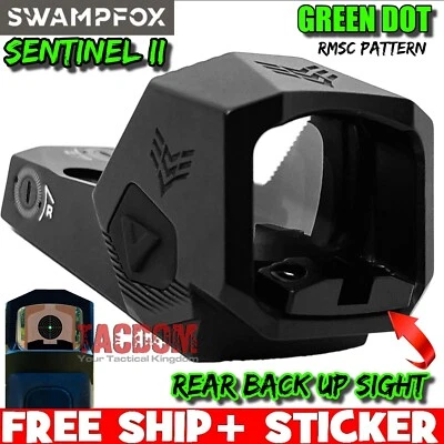 SWAMP FOX SWAMPFOX SwampFox SENTINEL II 2 GREEN Dot RMSc Pattern Optic BACKUP REAR SIGHT AUTHENTIC!
