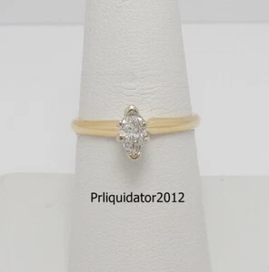 1/3CT Natural Marquise Diamond Solitaire Engagement Wedding Ring 14K Yellow Gold - Picture 1 of 12