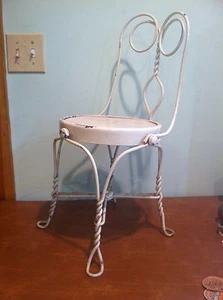 Antique White Painted Metal Child's Ice Cream Parlor Soda Fountain Stool - Picture 1 of 9