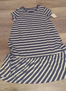 Tea Collection girls 8 blue white stripe short sleeve dress new - Picture 1 of 4