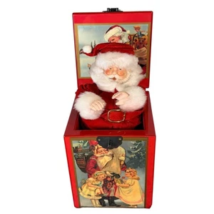 VINTAGE WEIHNACHTSMANN SPIELUHR JACK IN DER BOX / SPIELT "JINGLE BELLS - Bild 1 von 15