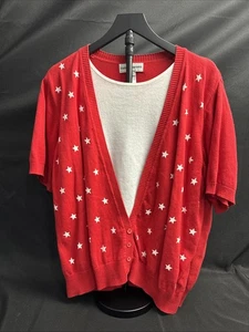 Cathy Daniels Damen XL Faux 2 Stück Pullover rot & weiß Sterne - Bild 1 von 4
