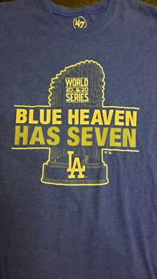 Dodgers Blye Heaven Has Seven Would Series 2020 47 T Shirt XL - Image 1 of 4