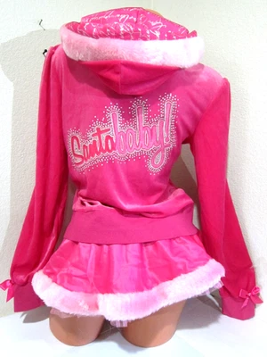 Victoria Secret SANTA BABY SATIN SEXY LITTLE THINGS VELOUR LOGO HOODIE SKIRT SET - Image 1 of 4