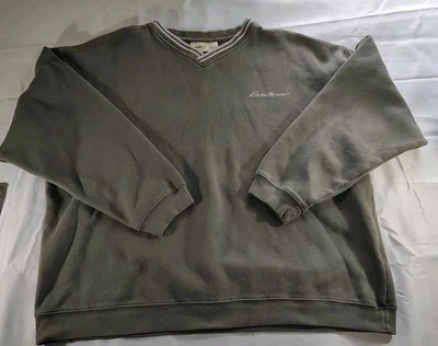 Sudadera De Colección Eddie Bauer Manga Larga Cuello en V Verde Oliva Talla Grande Foto 1 de 4