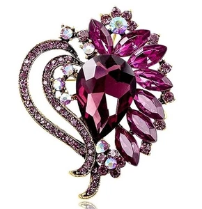 Large HEART PURPLE Sparkly GLITZY GLAM Fab VINTAGE STYLE - Picture 1 of 9