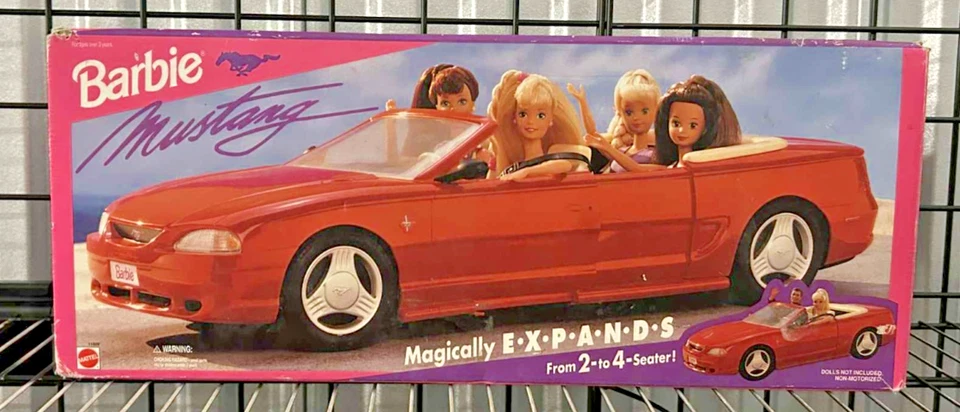 Coche Mustang Barbie Red Expansion 1994 vintage en caja original Foto 1 de 4
