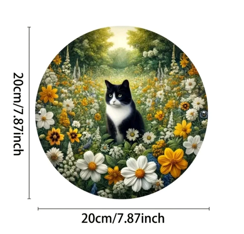 Esmoquin Gato Letrero METAL Primavera Decoración Hogar 8 Pulgadas NUEVO Envío Gratis Foto 1 de 1