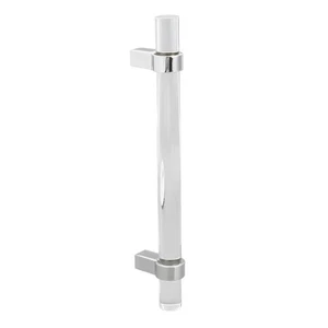 Hole Spacing128 Silver Crystal Acrylic Handle Modern Transparent Drawer Pull NEW - Picture 1 of 12
