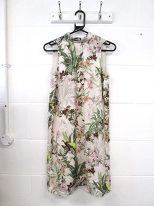 H&M Ivory Mix Floral Sleeveless Halter Neck Satin Dress Ladies Size XS BNWT - Picture 1 of 4