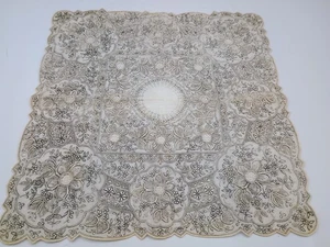 Vintage Appenzeller besticktes Taschentuch Taschentuch Hochzeit Braut hellgrau geblümt - Bild 1 von 20