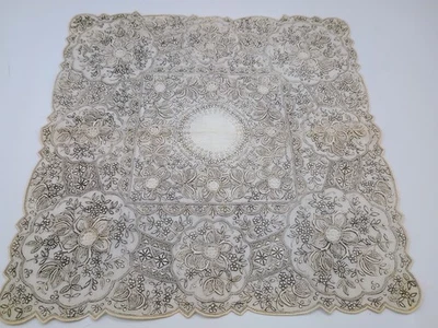 Pañuelo bordado vintage Appenzell pañuelo boda novia gris pálido floral Foto 1 de 4