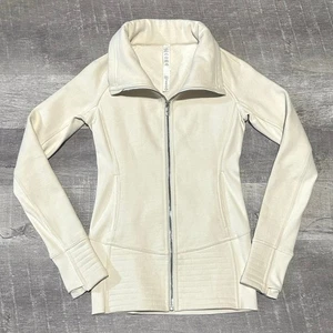 Lululemon Radiant II Jacket Womens 2 Light Ivory Full Zip Thumbhole Sweatshirt - Picture 1 of 11