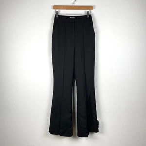 Topshop Womens Trouser Pants 4 Black Flare Leg High Waist Pleated Split Hem - Picture 1 of 8