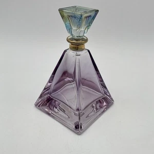 Illusions Italy Lead Crystal Glass Perfume Bottle Purple Iridescent 5.25" - Picture 1 of 16
