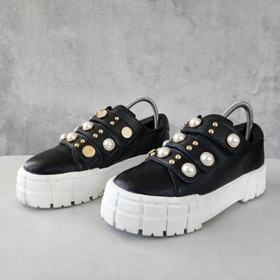 Zapatos Karl Lagerfeld para mujer talla 9 cuero negro adornado Catori sin cordones Foto 1 de 4