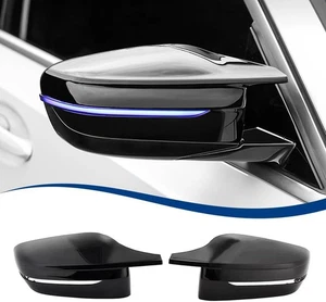 Side Mirror Cover Gloss Black ABS 2PCS Set Compatible with G20- 21 G30-32 G11-12 - Picture 1 of 7