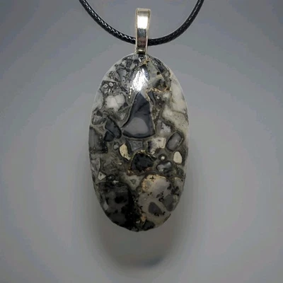 Collar colgante de piedras preciosas de jaspe Maligano. Incluye cadena de ley 925. Foto 1 de 3