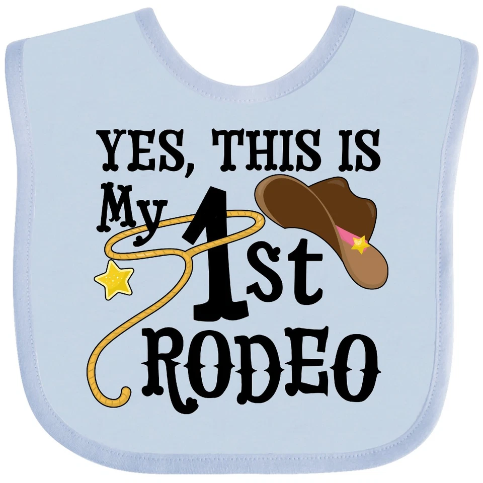 Inktastic Yes, This Is My 1st Rodeo- Sombrero de Vaquero con Banda Rosa, Babero de Bebé Lazo 1 Foto 1 de 1