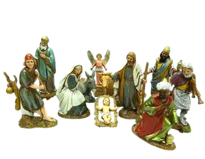 Natività Completa 11 PZ Landi Costumi Storici CM10 Sacra Famiglia Pastori Presep - Foto 1 di 10
