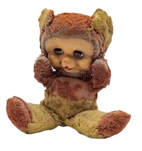 VINTAGE GUND RUBBER FACE “Sleepy Bear “ Well Loved Worn- Rushton Style Eyes Work - Picture 1 of 10