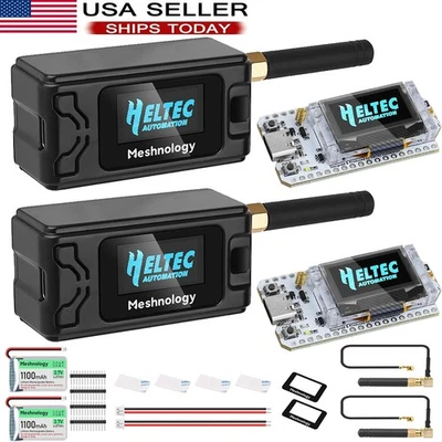 MAKERHAWK 2 Sets 915MHz LoRa V3 ESP32 OLED Board + Antenna +Battery + Case for Meshtastic