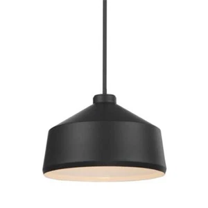Uttermost Holgate 1-Light Farmhouse Steel Pendant in Matte Black - Picture 1 of 8