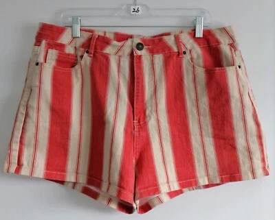 Pantalones cortos chinos Forever 21 para mujer rojo coral y crema a rayas talla 16 Foto 1 de 4