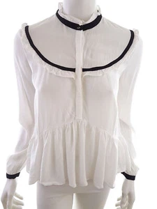 Zara TRF T. M Blusa Popover Botones Manga larga Volante - Imagen 1 de 5