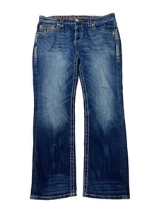 Rock Revival Jeans Erik Straight Herren 38 x 32 blau Denim Flex bestickt - Bild 1 von 5