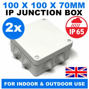 2X CAJA DE CONEXIONES IMPERMEABLE 100 X 100 X 70 IP65 PVC CAJA ADAPTABLE CARCASA - Imagen 1 de 1
