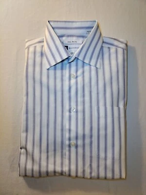 Hombres Bachrach Lujo Sin Hierro Blanco Púrpura Negro Camisa a Rayas 15 32/33 NUEVO SIN ETIQUETAS RARO Foto 1 de 4