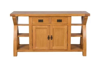 Wooden side table 150cm Cross Leg Oak Sideboard - Image 1 of 4