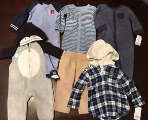 Carters Infant Baby Boy 9 Month Clothing Outfits & Sets Fleece Zip Hoodie Lot - Picture 1 of 6