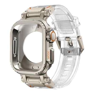 Estuche resistente de metal + correa de silicona para Apple Watch Ultra 3 49 mm 11 10 9 8 7 6 5 SE Foto 1 de 4