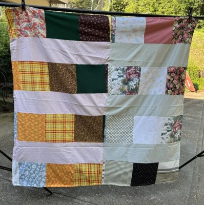 Handmade Quilt Machine stitched patchwork 59x62" bed cover lap quilt lightweight - Image 1 of 4