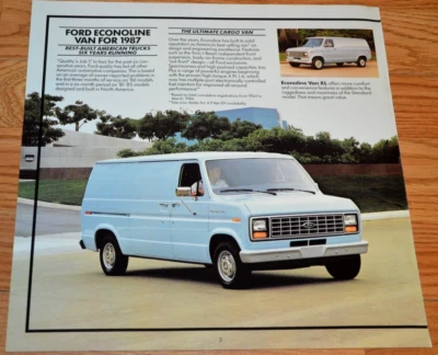 1987 FORD ECONOMOLINE XL VAN E150 ANÚNCIO ORIGINAL REVENDEDOR IMPRESSO 87 - Imagem 1 de 2