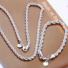 Solid Sterling Silver Rope Link Chain Necklace Silver Chain &bracelt Italian