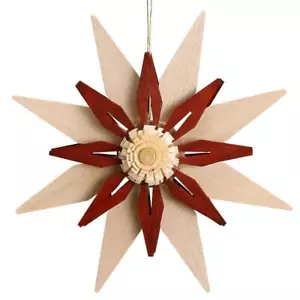 Christmas Ornament Christmas Star Pine Leaves Double Natural/Red Ø 7.5Cm NEW - Picture 1 of 1
